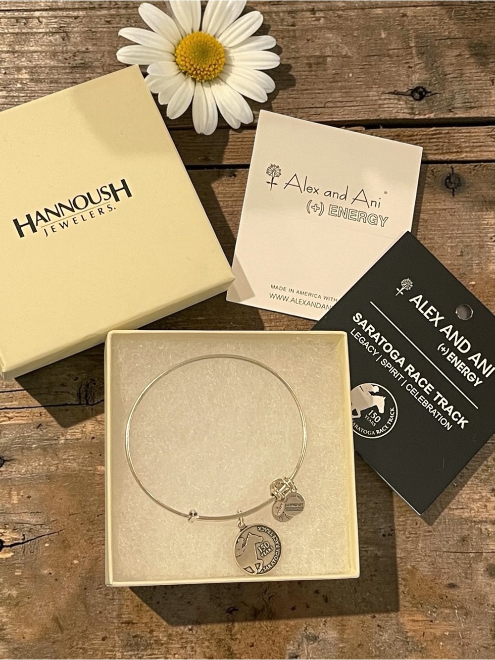 🪷 Alex and Ani Saratoga Race Track 150 Years Charm Bracelet with Box & Cards